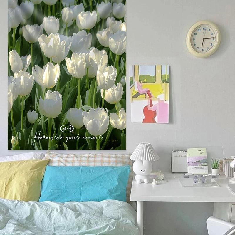 Tulip Floral Tapestry Natural Aesthetic Wall Decoration High-Quality Home Furnishing For Bedroom And Living Room