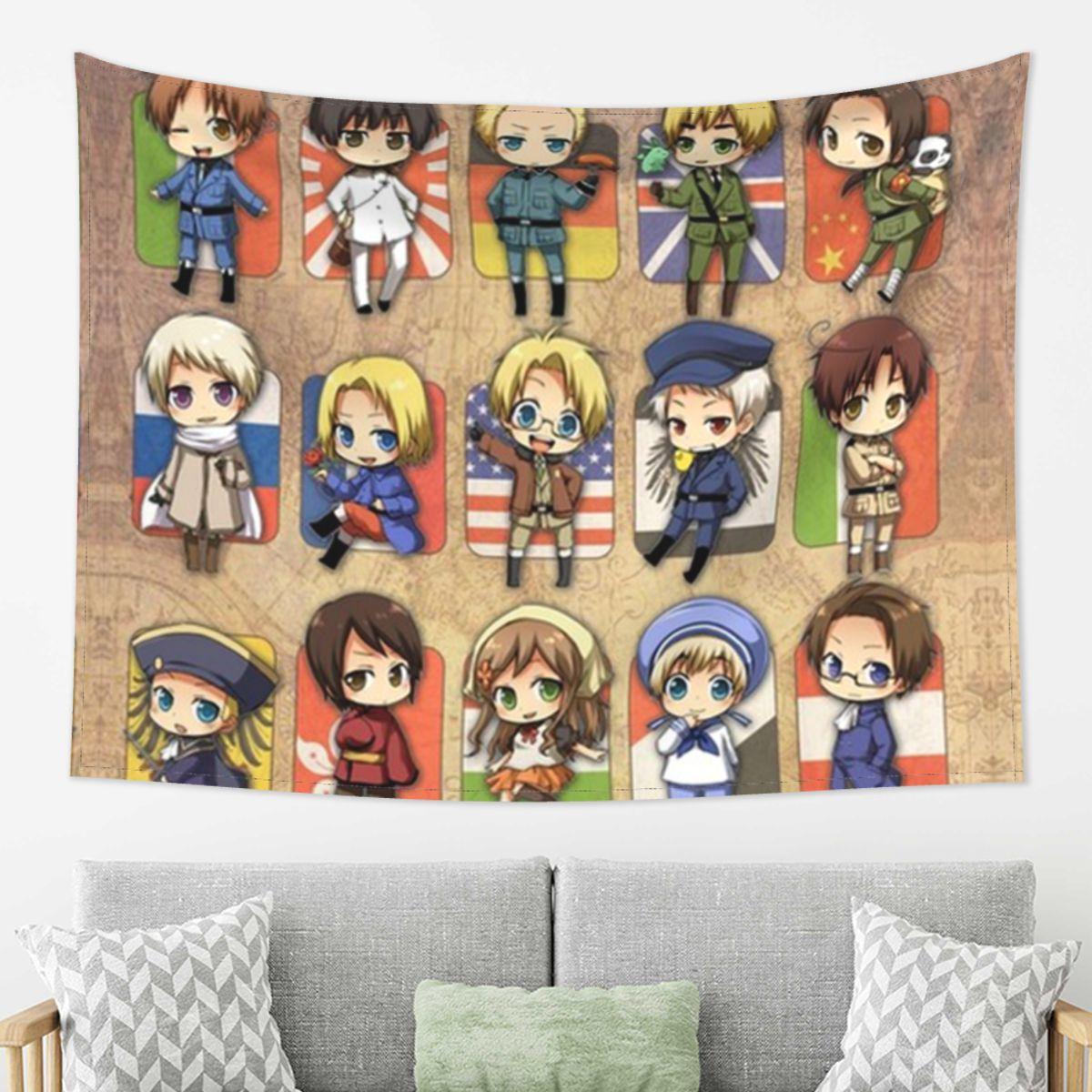 

Hetalia Group Tapestry Wall Hanging Aesthetic Home Decoration Tapestries for Dorm Room 74x94cm(29x37in)