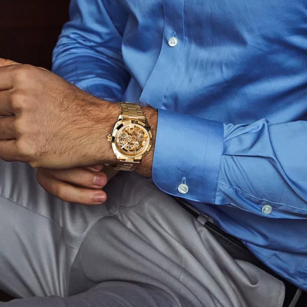 Forsining Men's Fashion Casual Openwork Waterproof Automatic Mechanical Watch