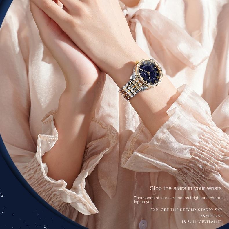 OUPINKE Brand Watches Fashion Diamond-set Women's Watch Glow-in-the-dark Waterproof Automatic Mechanical Watch Small Fresh Women's Watch