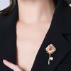 Brooch Pin Three-Dimensional Rose Shape Enamel Drip Technology Pin with Rhinestone Faux Pearl Inlay Suits Coats Dresses Badge