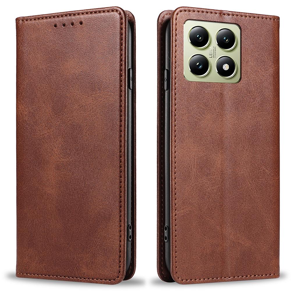 For Xiaomi 14T Case Strong Magnetic PU Leather Phone Cover Calf Texture