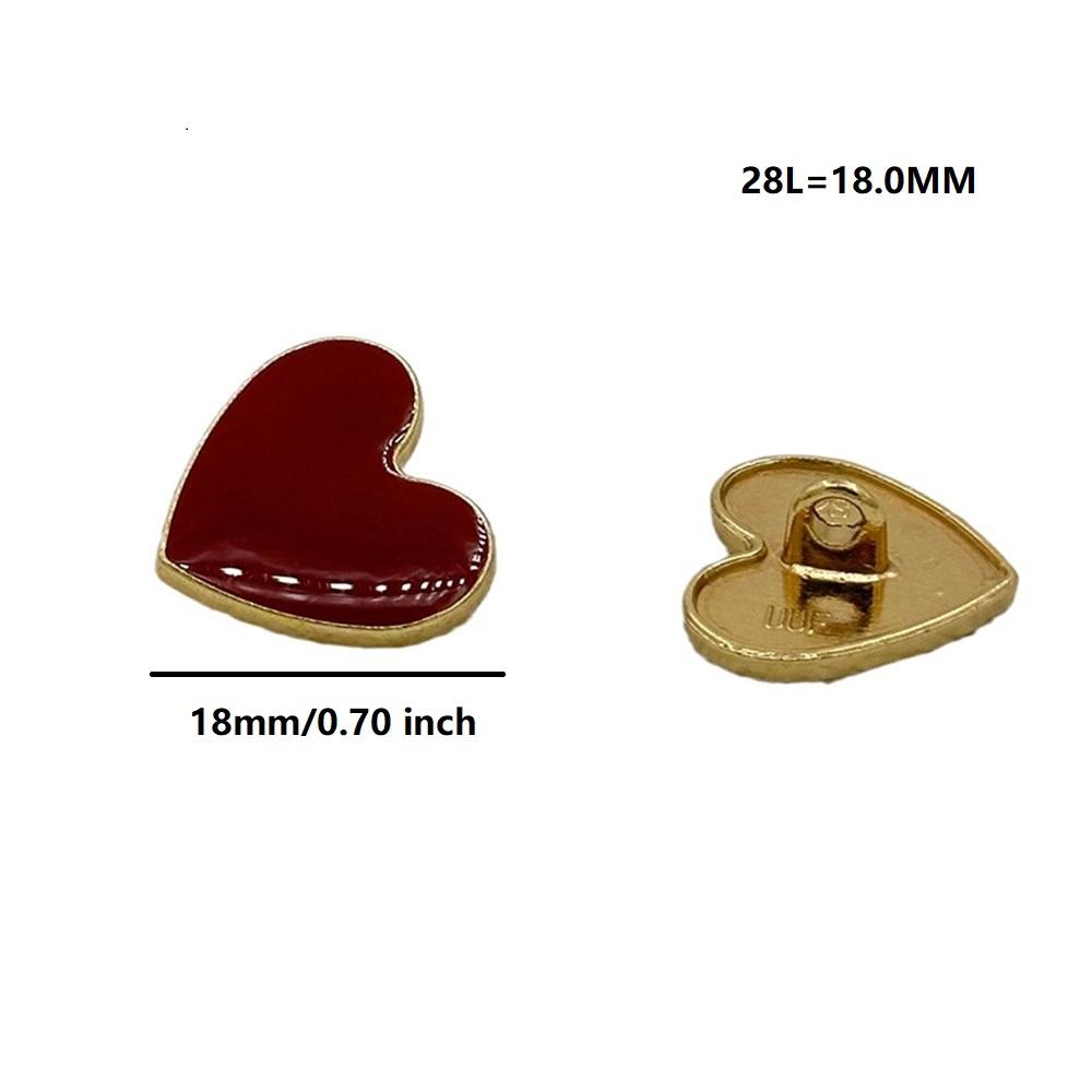 10 peças 15mm/18mm/20mm Botões Coração Vermelho Fivelas de Metal Para Suéter de Inverno Feminino Casaco Suprimentos DIY Costura de Roupas Trabalho Manual Decorativo