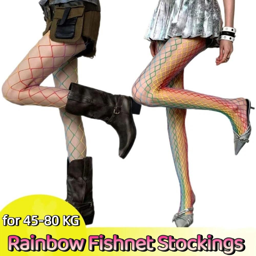 Large Mesh Hollowed Out Pantyhose Y2K See-through Tights Cool Sexy Mesh Stockings  Girls