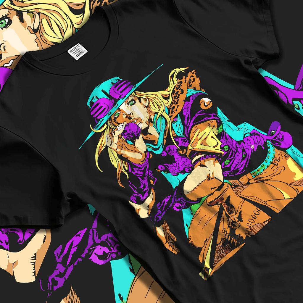JoJo's Bizarre Adventure T-shirt Giorno Giovanna Jumper Oversized Men's Casual Loose Cotton High Quality Streetwear Harajuku Female Male Clothing