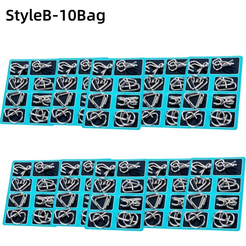8Pcs/Set Metal Unlock Puzzle Toy Brain Teaser Rings for Adults Office Party IQ Logic Game Stress Relief Gift Box Fidget Tool