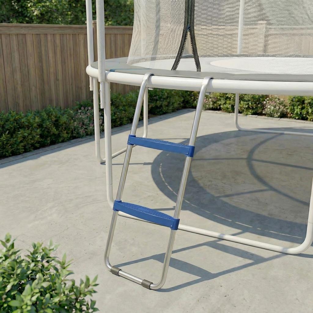 Trampoline Ladder, 2 Steps, Universal Hook, 150 kg Load, 97 x 32 x 7 cm, Blue
