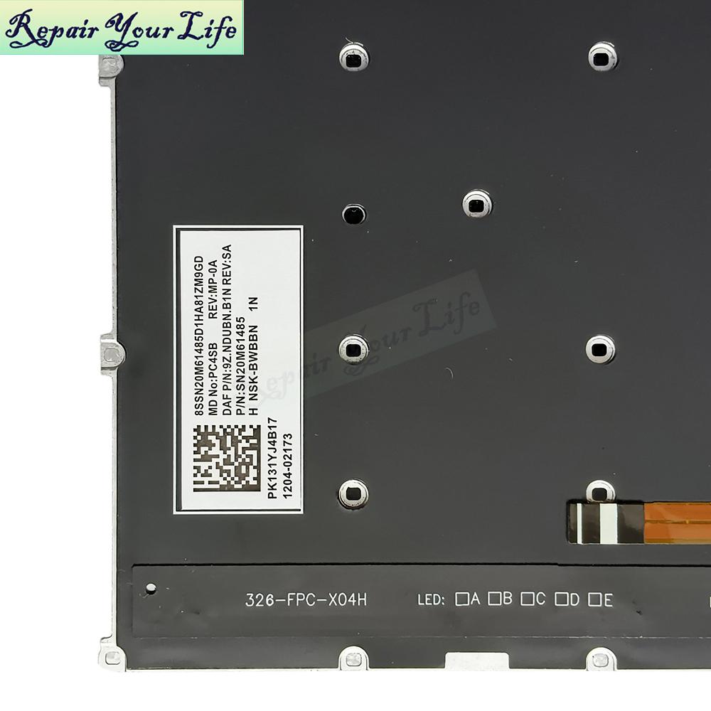 UK Backlight Laptop Keyboard for Lenovo Ideapad Yoga 7 16ARP8 83BS 7 16IRL8 82YN PC4SB SN20M61485 Keyboard New Grey F10 Lock