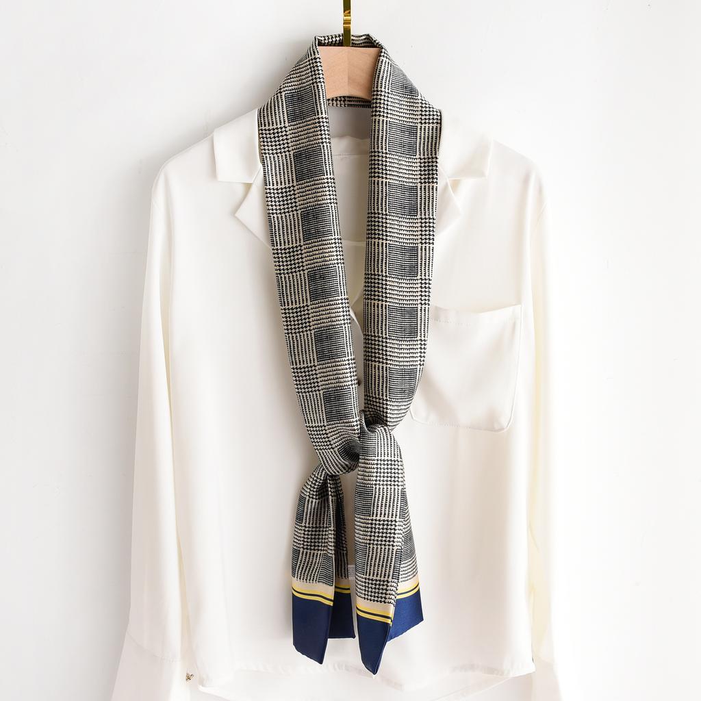Thin and Narrow Long Small Silk Scarves Women's Foreign Style Fashionable and Versatile Sunscreen Silk Scarves Spring and Summer Scarves Scarves