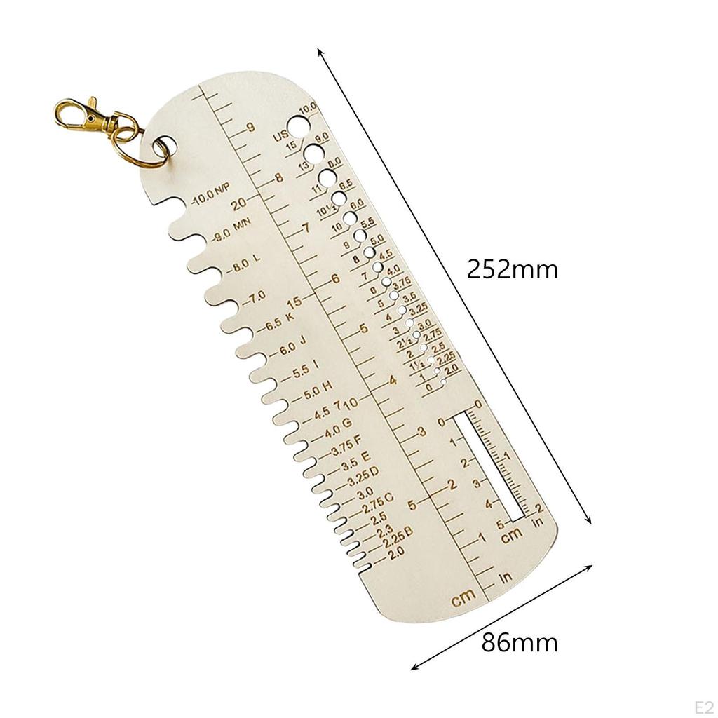Knitting Crochet Hook Ruler Wood for Beginners Practical Crafting Knit