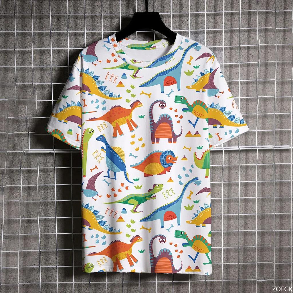 Summer Fashion Dinosaur 3D Print T-Shirts Streetwear Men Casual Oversized O Neck Short Sleeved Plus Size Tees Top Women Clothing