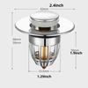 1pc Universal Rebound Drain Plug Filter Basin Pop-up Chrome Sink Filter with Hair Catcher Bathroom Sink Drain Stopper Easy Push