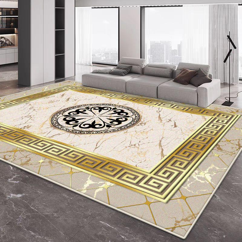 Modern Big Size Home Decoration Luxury Living Room Rug Golden Border Non-slip Sofa Table Mat Easy Clean Cloakroom Lounge Carpet