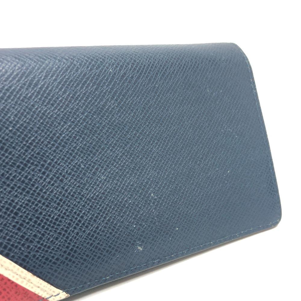 Louis Vuitton M64010 Taiga Stripe Portefeuille Brazza Long Wallet blue/Wine Red