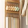 Multifunctional Pull Out Hook Rack Wood Material Closet Rod Retractable Hanger  Closet Organization