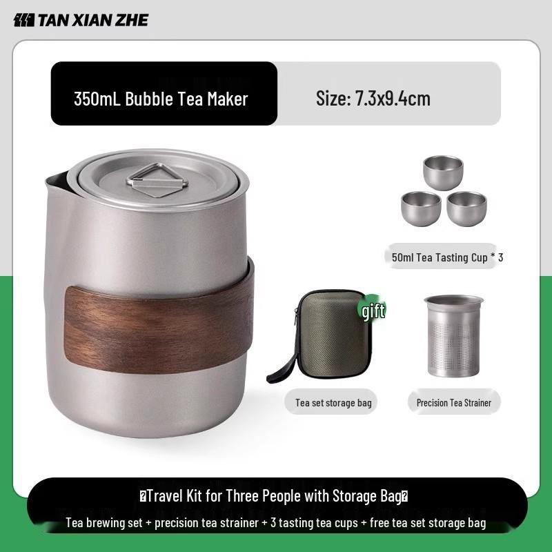 Portable Titanium Camping Tea Set with Stainless Steel Teapot for Outdoor Brewing