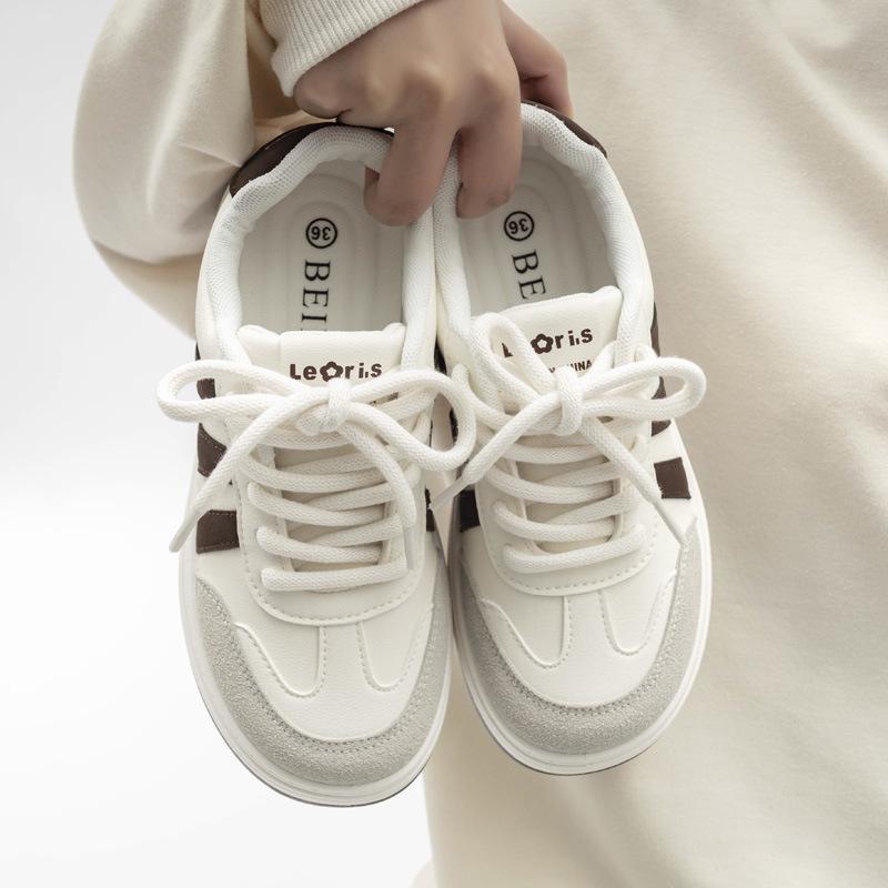 White Shoes for Women Autumn Ins Fashionable Versatile Niche Sports Striped Shoes Board Shoes for Women