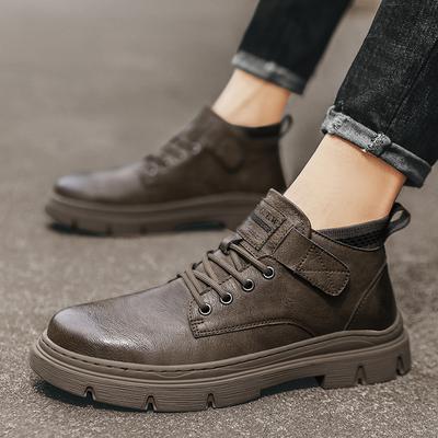 Men's Boots Outdoor Trendy Men's British Style Leather Shoes Men's Boots Work Short Boots