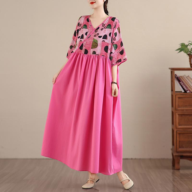 DIMANAF New 2026 Women Plus Size Summer Beach Lady Long Dress Loose Oversize Maxi Floral Print Fashion