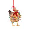 Funny Scarf Chicken Hanging Pendant Wooden Christmas Tree Pendant for 5pcs Xmas Tree