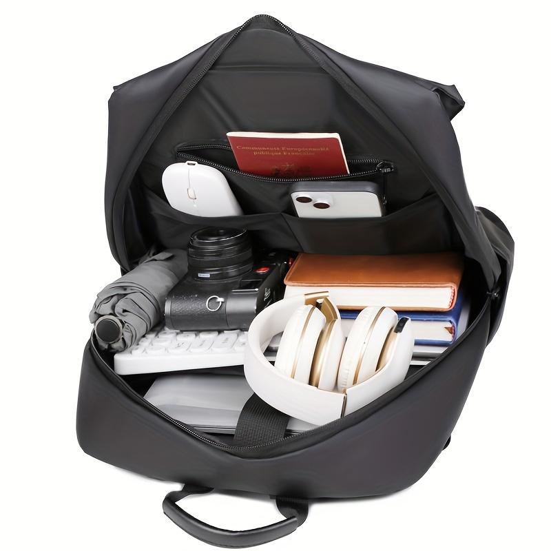 Large Solid Color Oxford Business Backpack - Spacious Commuter Bag with Waterproof Laptop Compartment