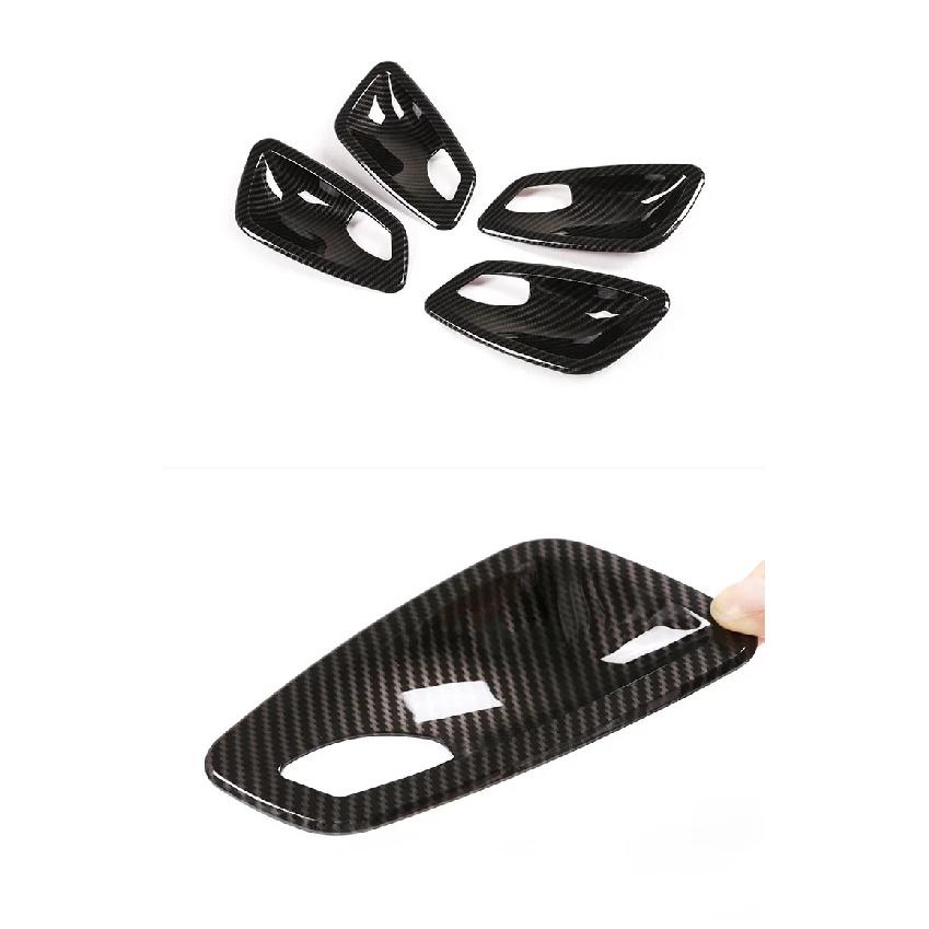 4Pcs Carbon Fiber Texture Interior Door Handle Bowl Trim Cover Fit for BMW E90 3 Series 2005 2006 2007 2008 2009 2010 2011 2012