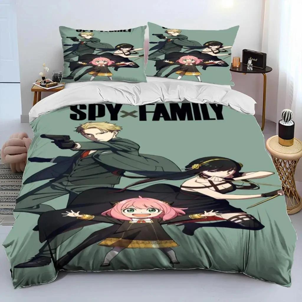Anime SPY×FAMILY Anya Bettwäscheset Jungen Mädchen Twin Queen Size Bettbezug Kissenbezug Bett Kinder Erwachsene Mode Heimtextil