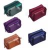 Retro Color Transparent Cosmetic Bag Zipper Toiletry Storage Bag Casual Mesh Makeup Bag  Lady
