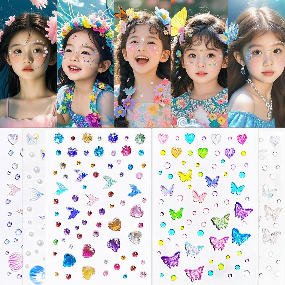 Sinfonia Aurora Farfalla Ghiaccio trasparente Farfalla Gemma Cristallo Diamante Adesivo Ragazza Vestire Viso tridimensionale brillante decorazione colore