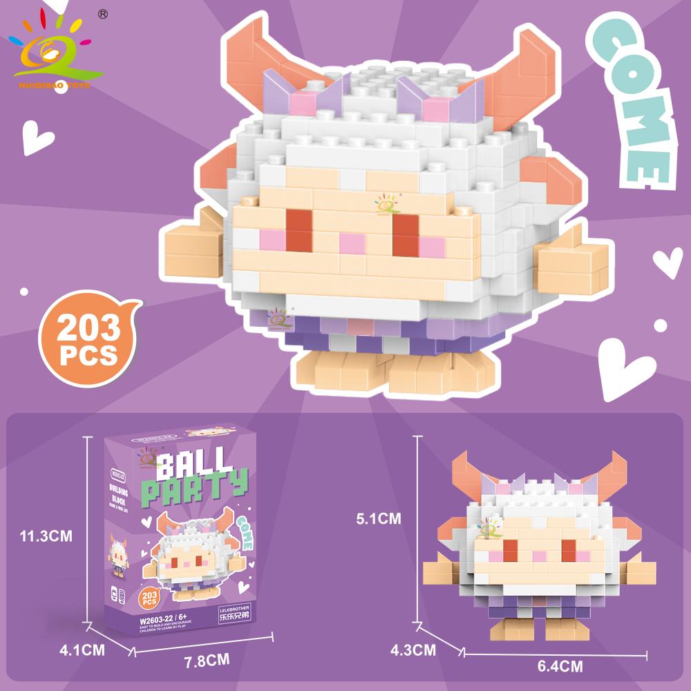 HUIQIBAO Mini Cute Animal Micro Building Blocks 3D Diamond BEE Cat Panda Model Bricks DIY City Construction Toys for Children