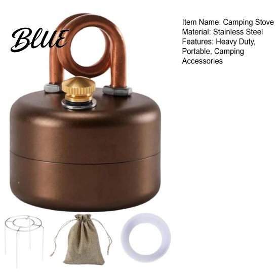 Lightweight Hiking Stove 1 Set Portable Camping with Stand Storage Bag Stainless Steel Heater Burner Mini Liquid Fuel Furnace for Outdoor