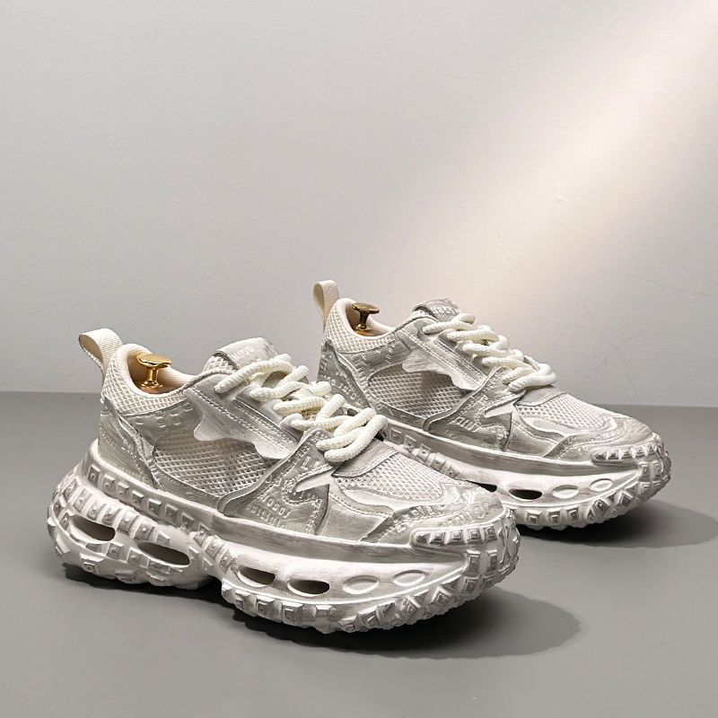 

Летняя платформа папы мужская обувь увеличение 2025 новые шины спортивная обувь сетчатая повседневная дышащая повседневная обувь тонкая 42 белый