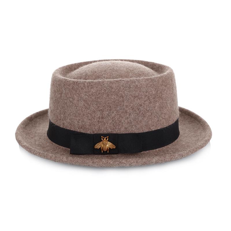 Hat Autumn and Winter Women Pure Wool Jazz Hat Fashion Bee Accessories Traditional Craft Felt Hat