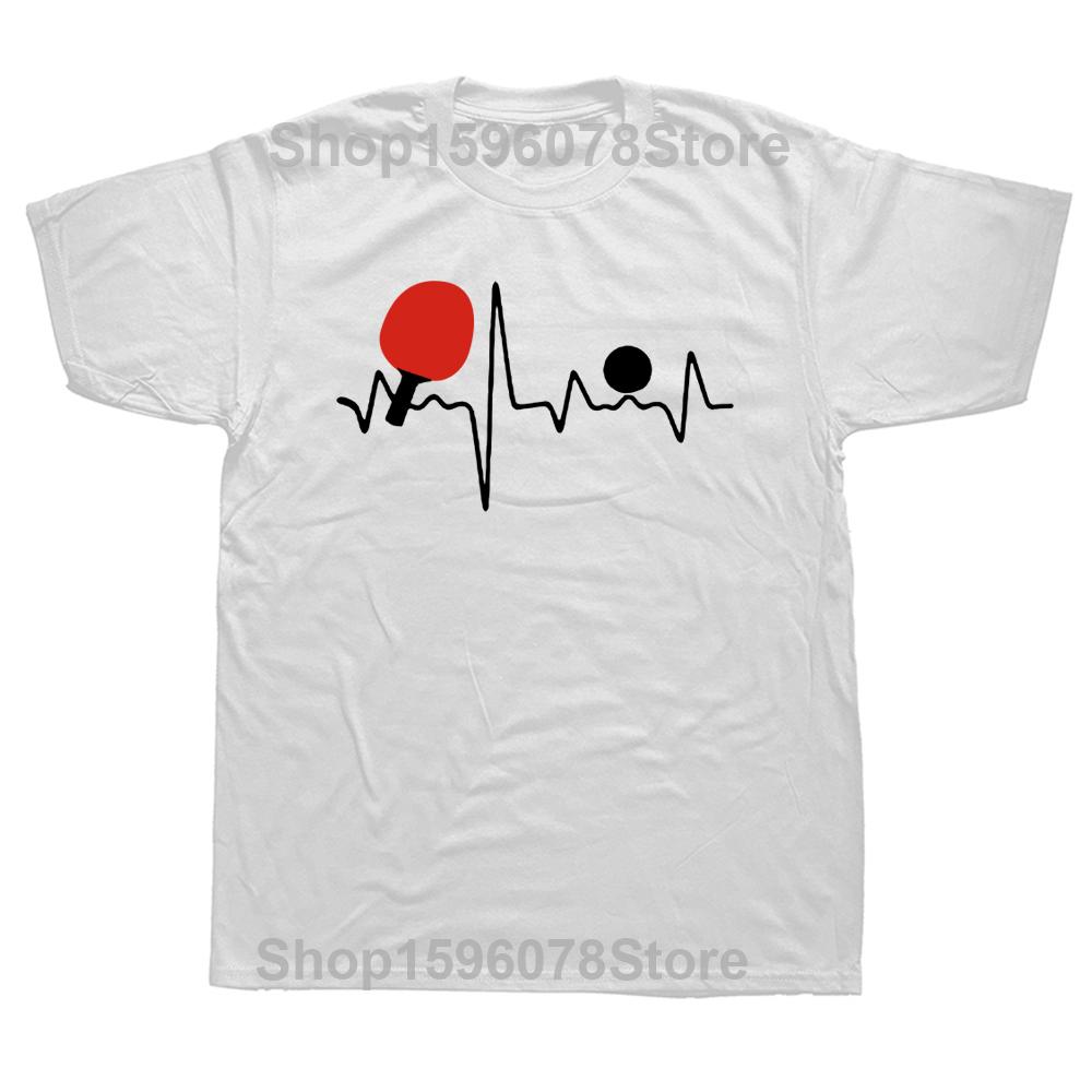 Lustige Tischtennis Herzschlag T-Shirts Grafik Baumwolle Streetwear Kurzarm O-Ausschnitt Harajuku Tischtennis T-Shirt Herrenbekleidung