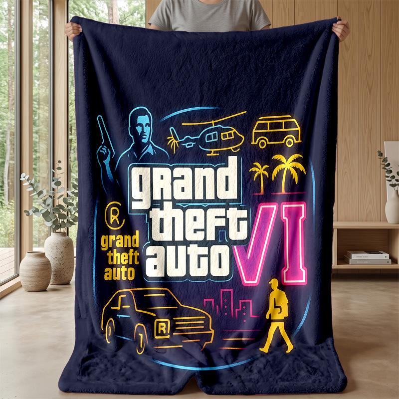 Coperta in Flanella Stampata Grand Theft Auto, Coperta Calda Accogliente e Delicata sulla Pelle per Divano, Letto, Uso Quotidiano Indoor