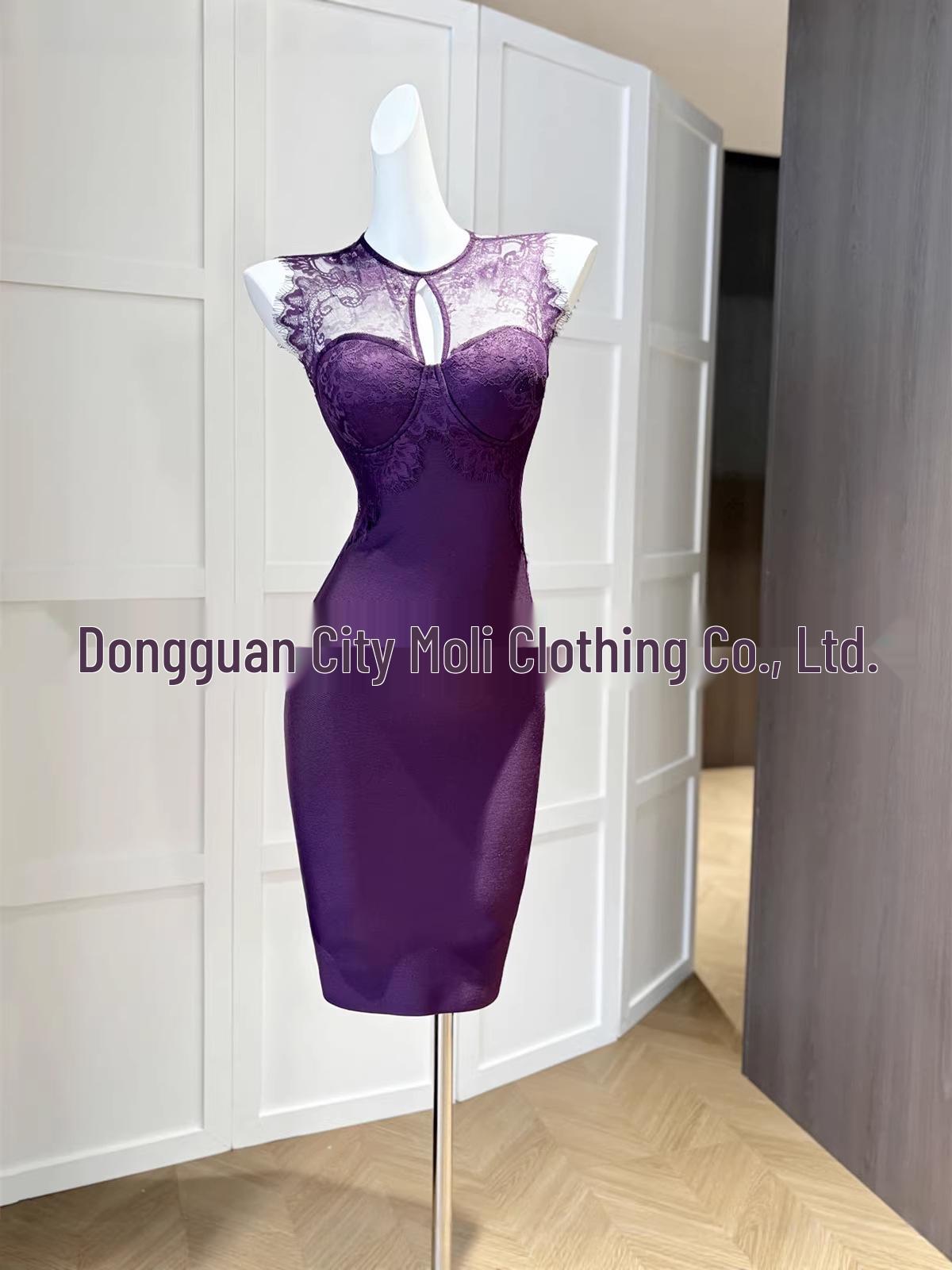 Korean-Inspired Lace Patchwork Sleeveless Bodycon Dress Extra Small шампанского