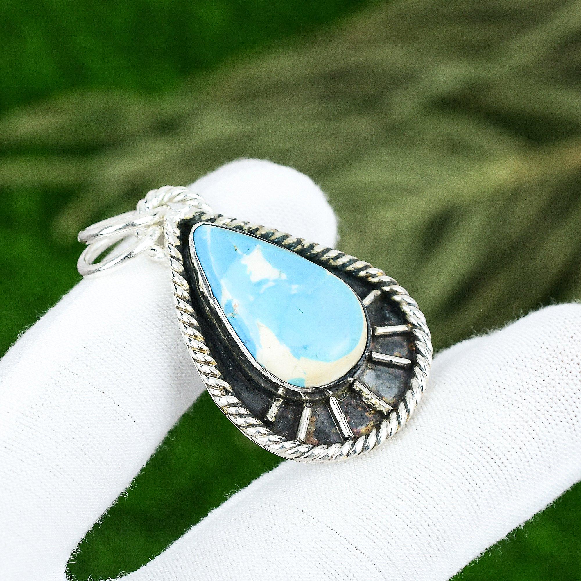 

Gift For Women Pendant 925 Sterling Silver Natural Tibetan Turquoise Gemstone