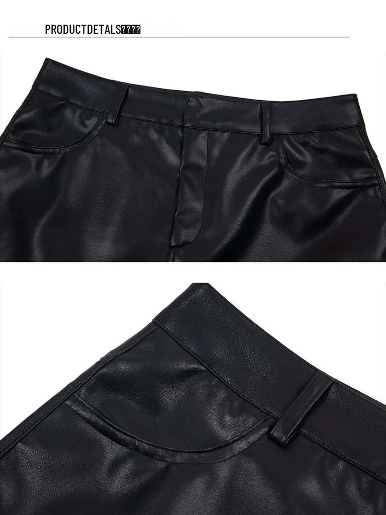 UNBDNS High-Waisted Leather Mini Skirt: Women's 2026 A/W Slim Anti-Exposure A-Line Design