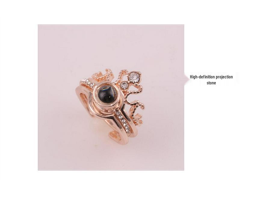 Douyin 100 Language 'I Love You' Crown Ring: Love Memory Confession, Detachable Design
