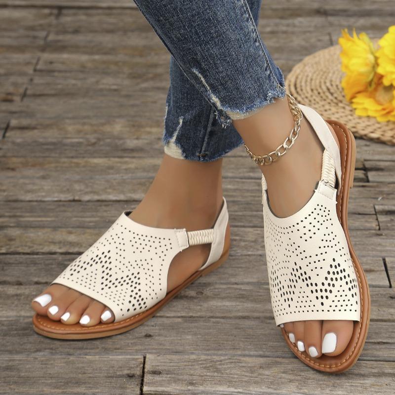 Women's Flat Sandals Women's Spring and Summer New Open Toe Fashion Beach Shoes Low Heel Comfortable Large Size Sandals