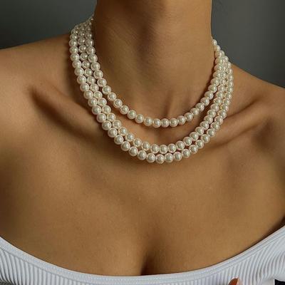 Imitation Pearl Necklace European and American Fashion Retro Jewelry Women's Light Luxury Niche High-end Choker Collar