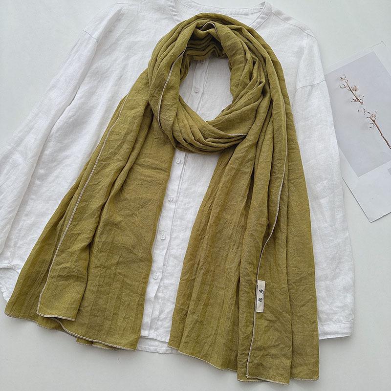 Japan and Korea Elegant Solid Color Cotton and Linen Extended Scarf Women's Soft Skin-friendly Casual Outer Autumn Shawl