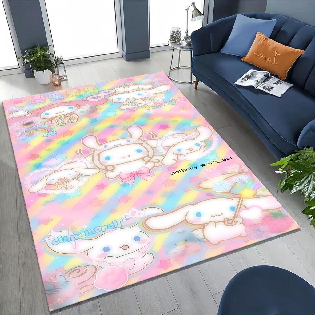 2026 New Cute Cinnamoroll Pompompurin Sanrio Cartoon Rug for Bedroom Living Room Sofa Home Doormat Decor, Kid Non-slip Floor Mat
