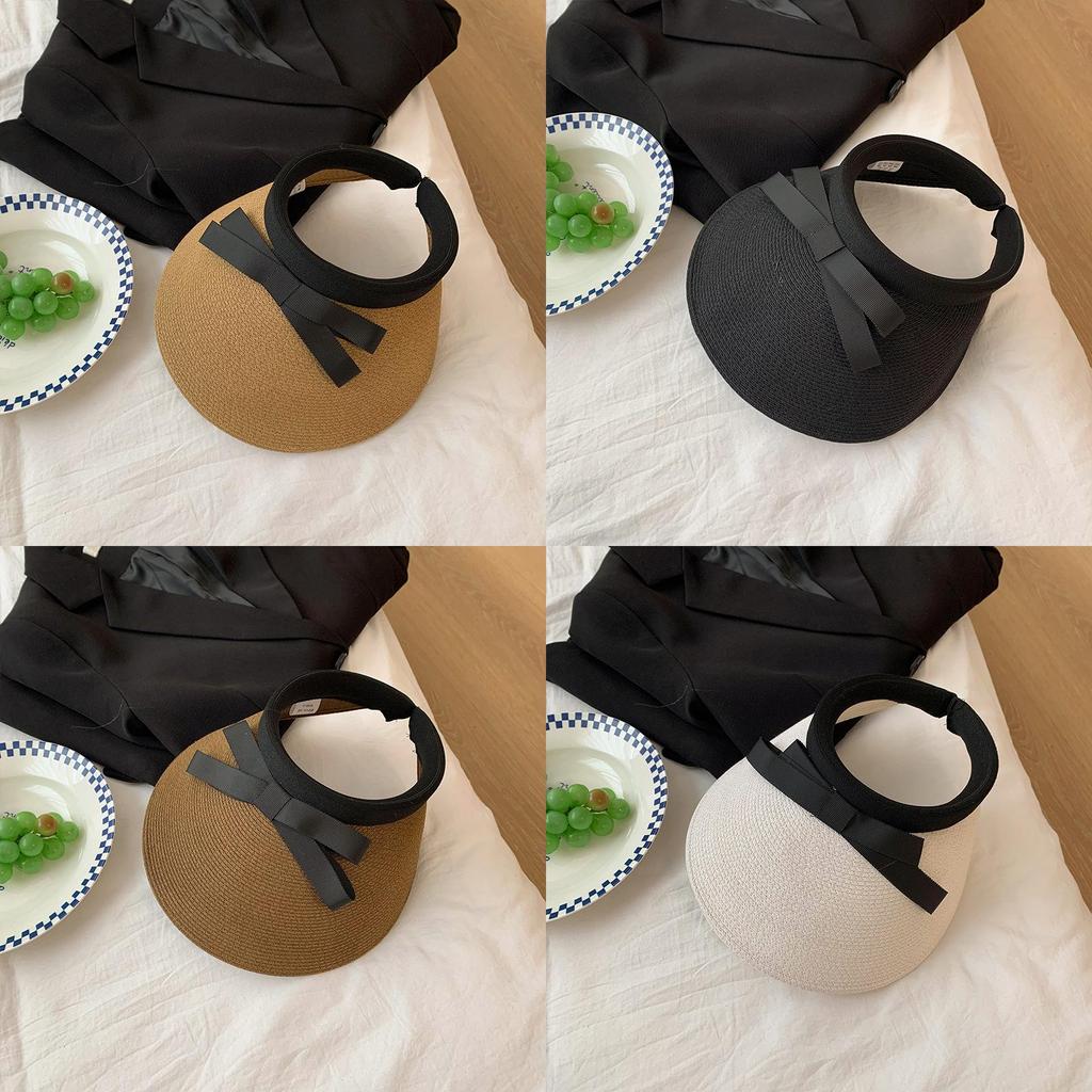 Hat Versatile Style Straw Woven Sweet Bow Portable Comfortable Sun Hatscaps