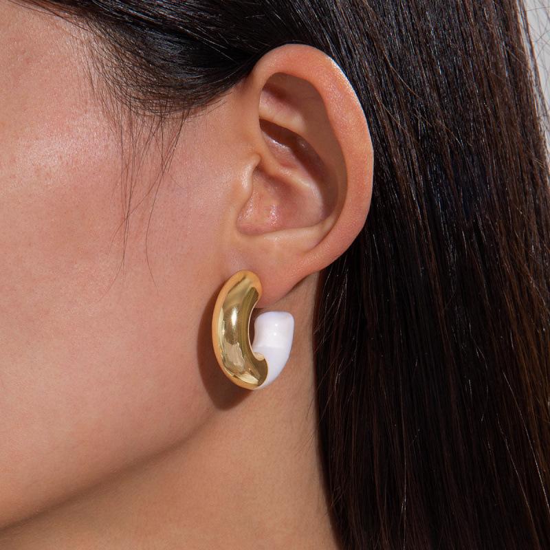 Maillard Retro Earrings French Ear Buckles Women's Simple Metal Wind Earrings