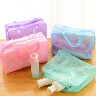 Bolsa de Maquiagem Portátil Impermeável Transparente 3 Peças Necessaire Viagem Maquiagem Cosmético Lavar Porta Escova de Dentes Organizador Bolsa de Armazenamento