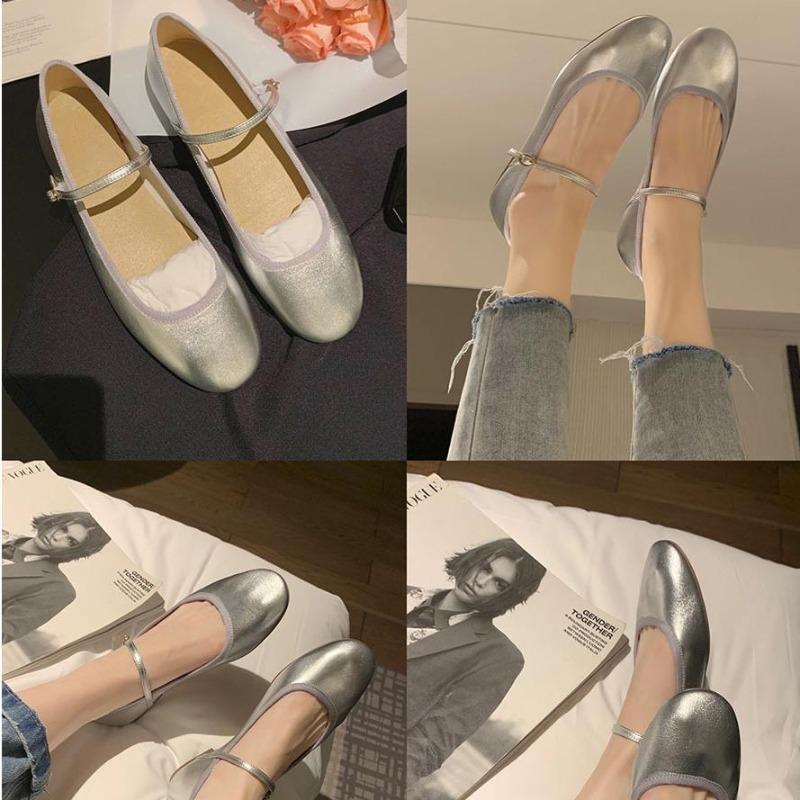 Fashion Summer New Round Toe Women Mary Jane Shoes Shallow Ladies Casual Ballet Flats Soft Sole Eelgant Leather Solid Women's Shoes