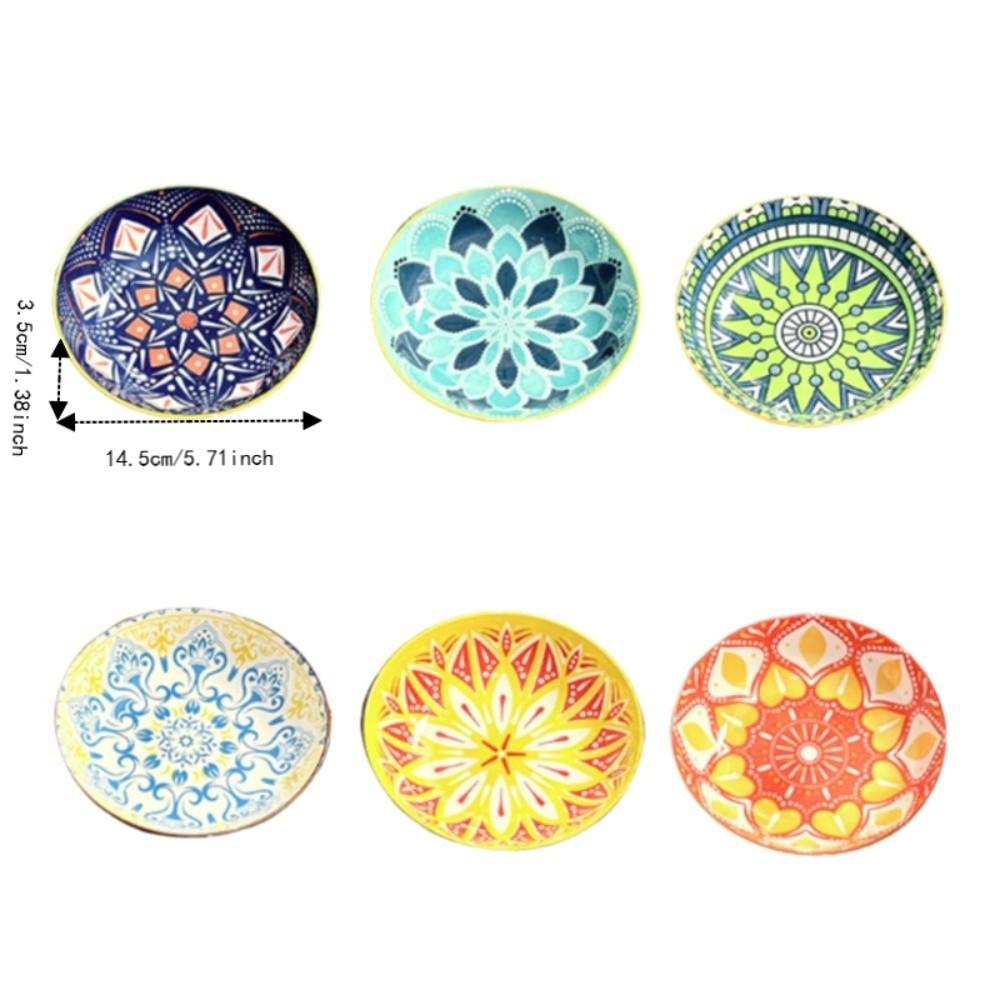6 Piece Vintage Bohemian Style Ceramic Plates Set 5 in Appetizer Plates Dishwasher-safe