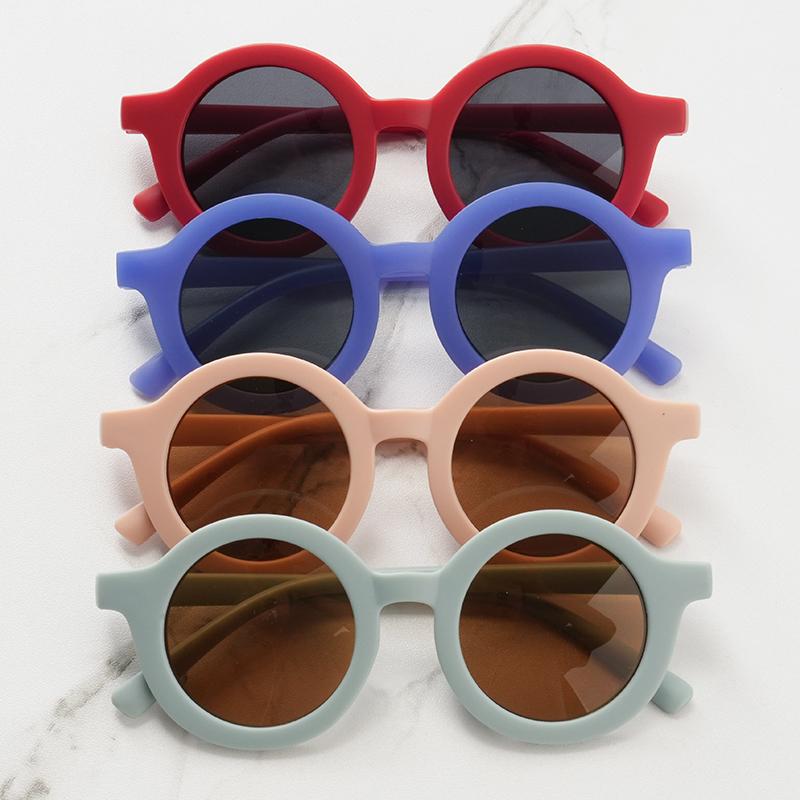 Baby Sunglasses Matte Children's Sunglasses Trendy Round Frame Retro Mocha Colored Glasses  Anti Purple Line