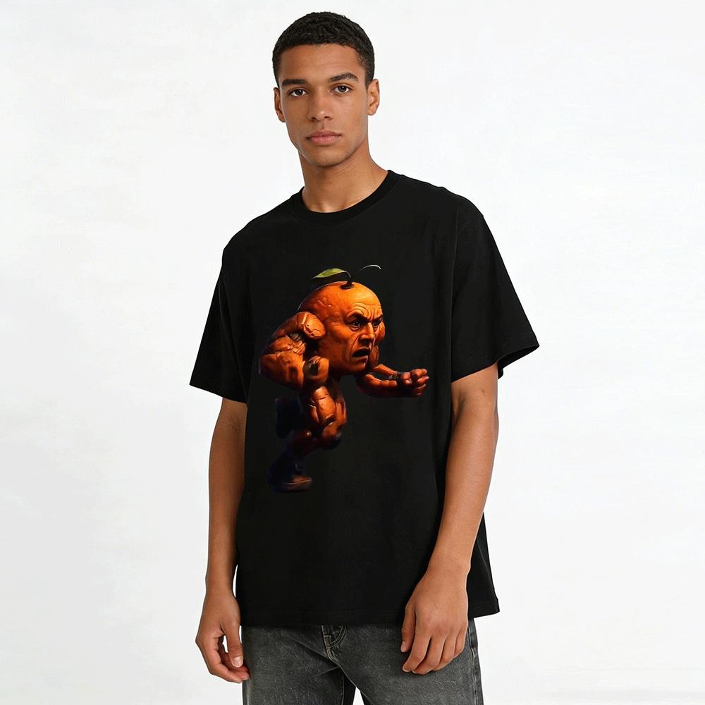 Muscular Apple Man Funny Graphic Casual Short Sleeve Tee Pure cotton T-shirt